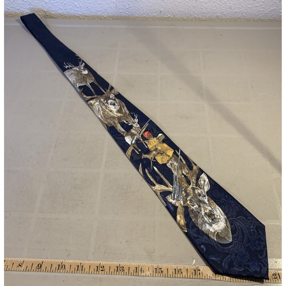 Vintage Deer Hunter Renaissance Neck Tie Buck Gun Outdoor Deer Hand Made